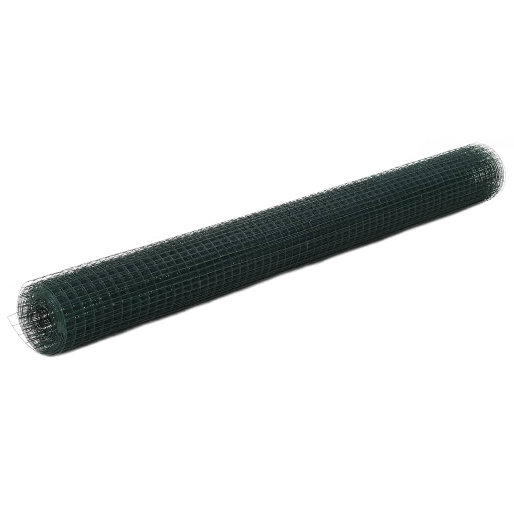 Vidaxl -Hühnerdraht 25x1,5 m Stahl mit PVC -Beschichtung grün