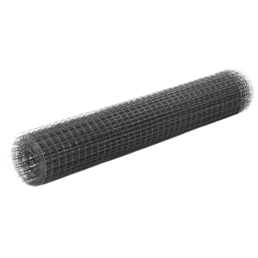 Vidaxl -Hühnerdraht 10x1 m Stahl mit PVC -Beschichtung grau