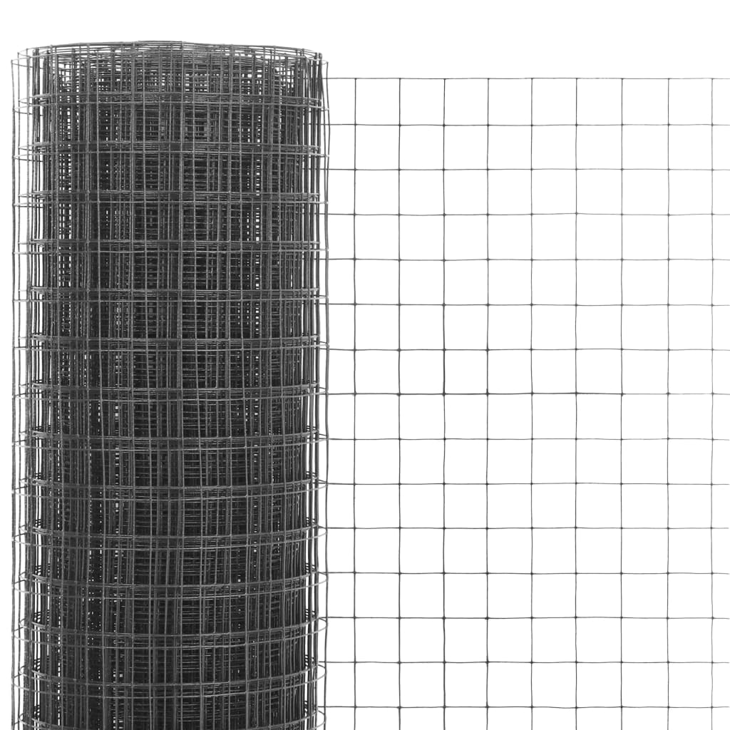 Vidaxl -Hühnerdraht 10x1 m Stahl mit PVC -Beschichtung grau