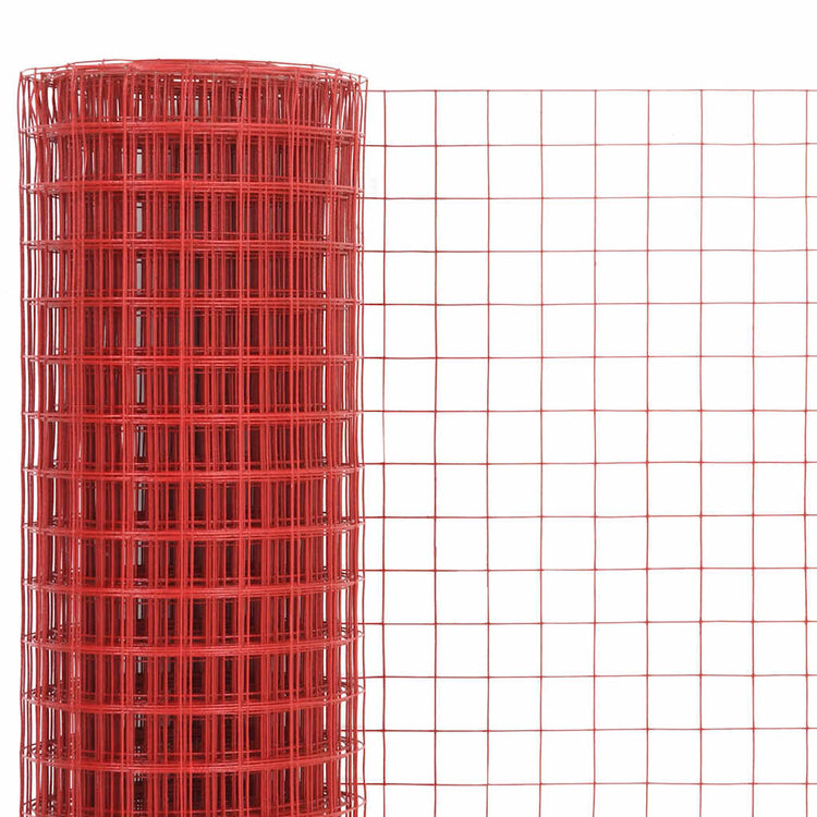 Vidaxx Hühnerdraht 25x1 m Stahl mit PVC-Beschichtung rot