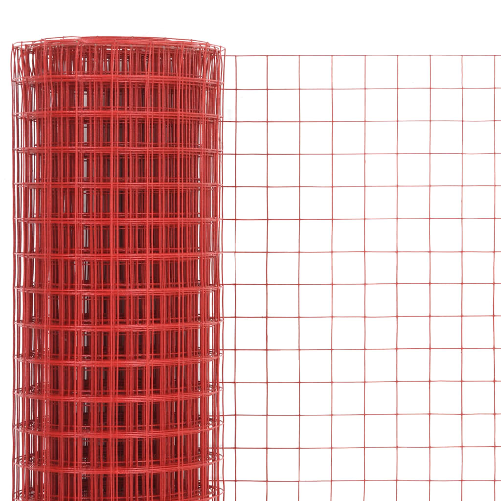 Vidaxl -Hühnerdraht 10x0,5 m Stahl mit PVC -Beschichtung rot
