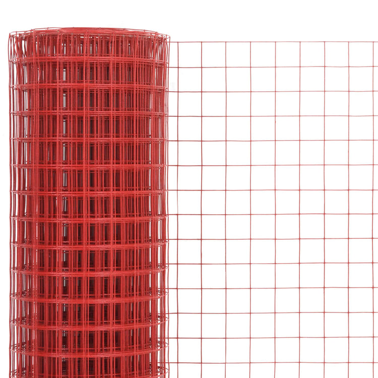 Vidaxl -Hühnerdraht 25x1,5 m Stahl mit PVC -Beschichtung rot