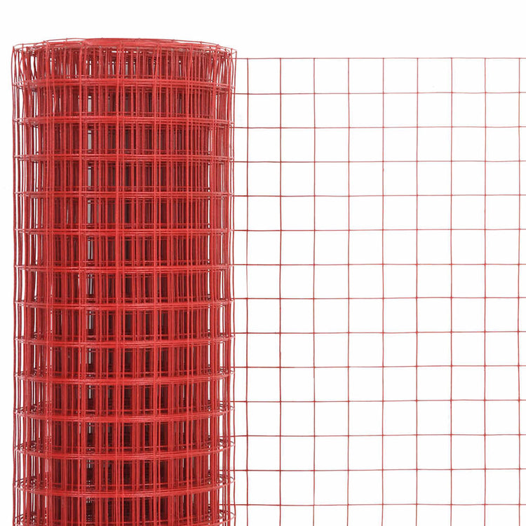 Vidaxx Hühnerdraht 25x1,5 m Stahl mit PVC-Beschichtung rot