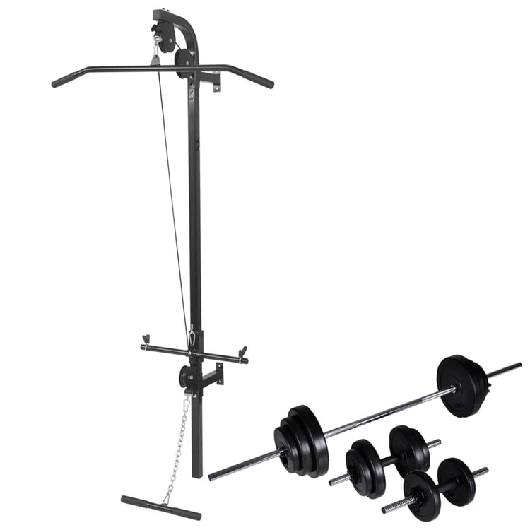 Vidaxl -Kraftturm für die Wand mit Hantel -Set 30,5 kg