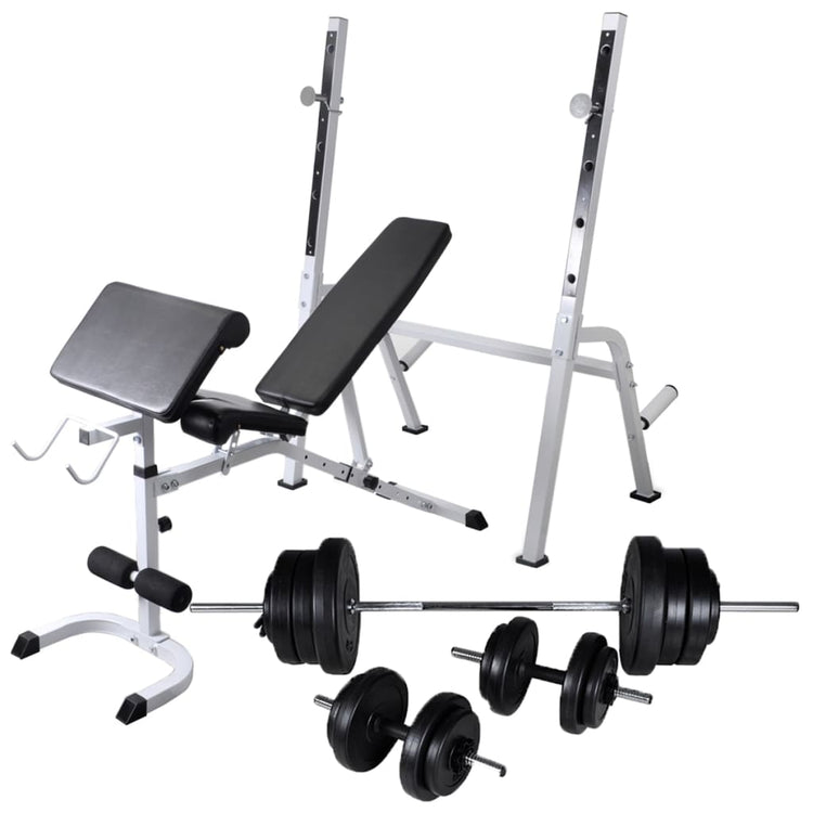 VIDAXL -Trainingsbank mit Gewichtsregal und Hantel 60,5 kg