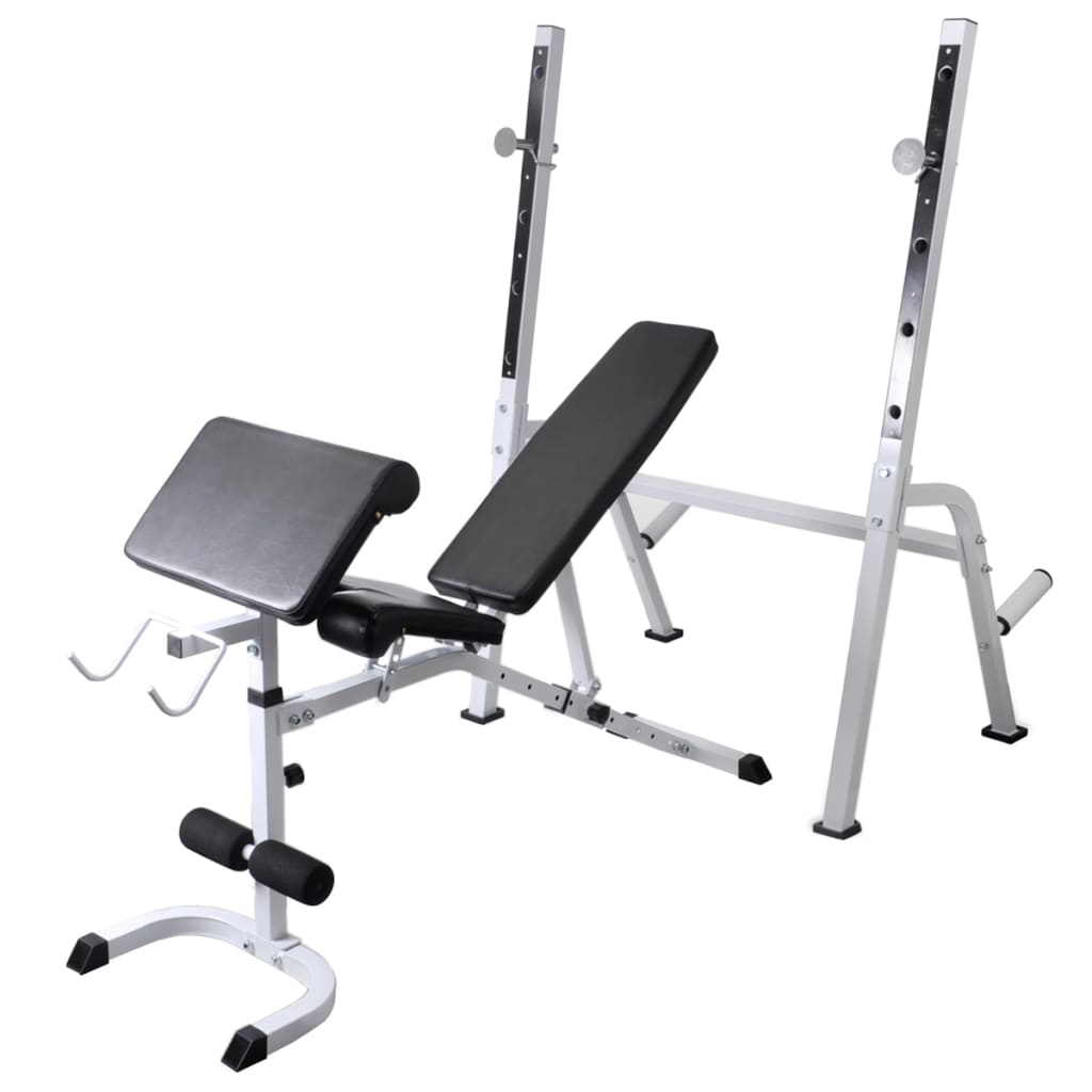 VIDAXL -Trainingsbank mit Gewichtsregal und Hantel 60,5 kg