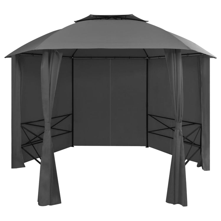 Vidaxl Gartenpavillon mit Vorhängen hexagonal 360x265 cm