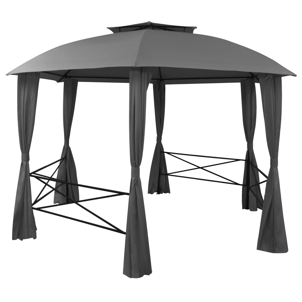 Vidaxl Gartenpavillon mit Vorhängen hexagonal 360x265 cm