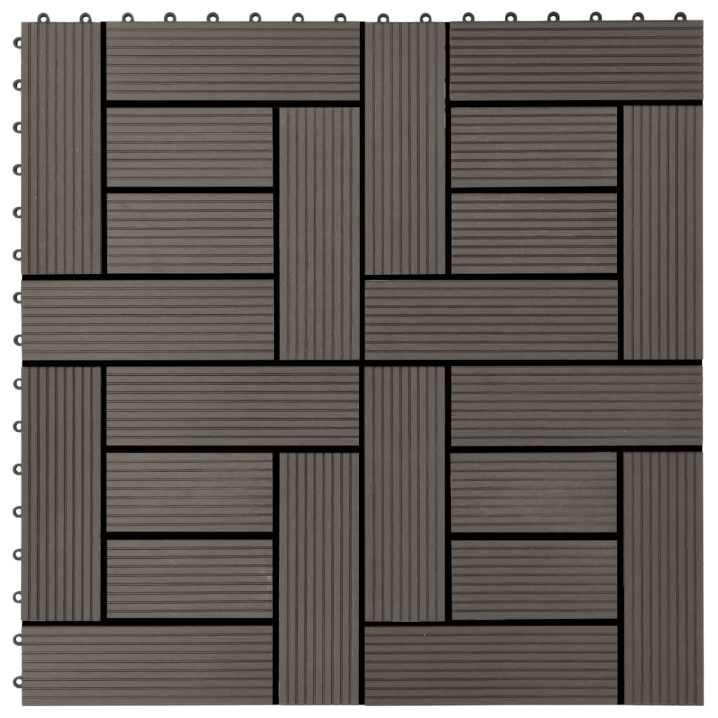 VIDAXL -Terrassenfliesen 30x30 cm 1 m² HKC Dunkelbraun 11 STs