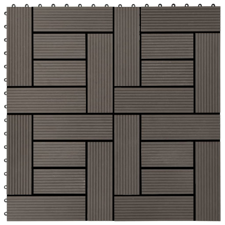 VIDAXL -Terrassenfliesen 30x30 cm 1 m² HKC Dunkelbraun 11 STs