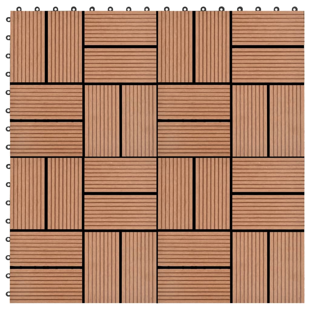 VIDAXL 11 ST TERRACE TILE 30 x 30 cm 1 m² HKC Brown