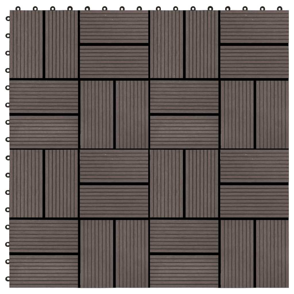 VIDAXL -Terrassenfliesen 30x30 cm 1 m² HKC Dunkelbraun 11 STs