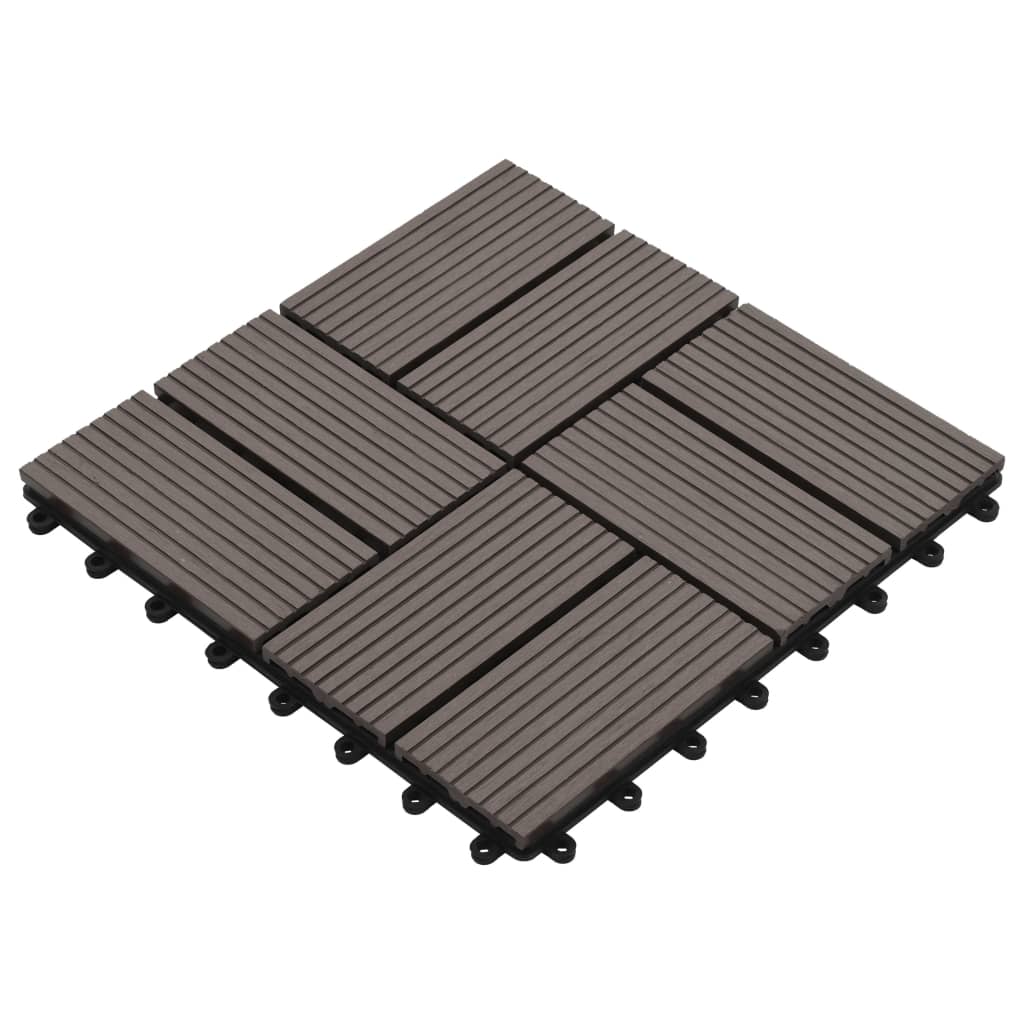 VIDAXL -Terrassenfliesen 30x30 cm 1 m² HKC Dunkelbraun 11 STs