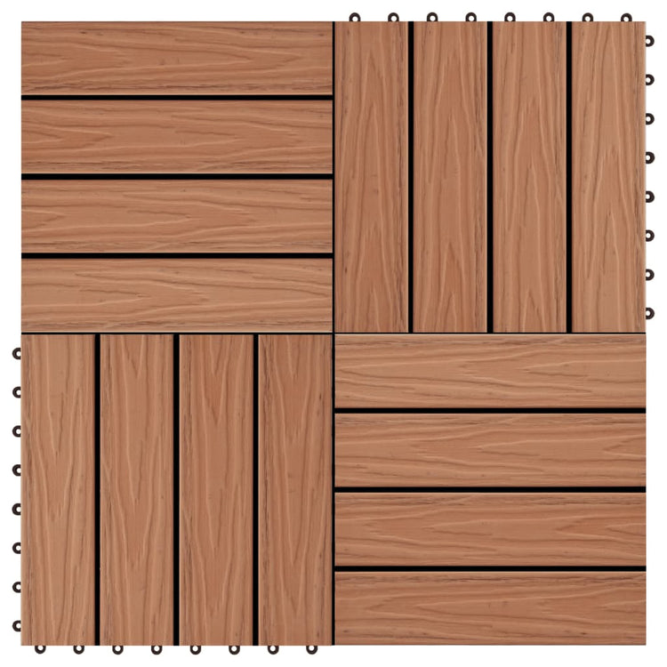 Vidaxl Terrassenfliesen tiefe Relief 30 x 30 cm 1 m² HKC Hellbraun 11 St.