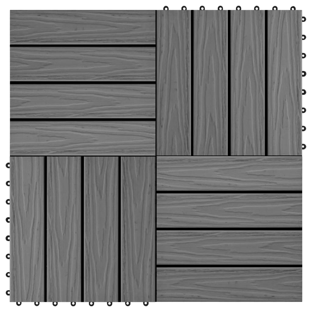 VIDAXL -Terrassenfliesen tiefe Relief 30 x 30 cm 1 m² HKC Grau 11 STs