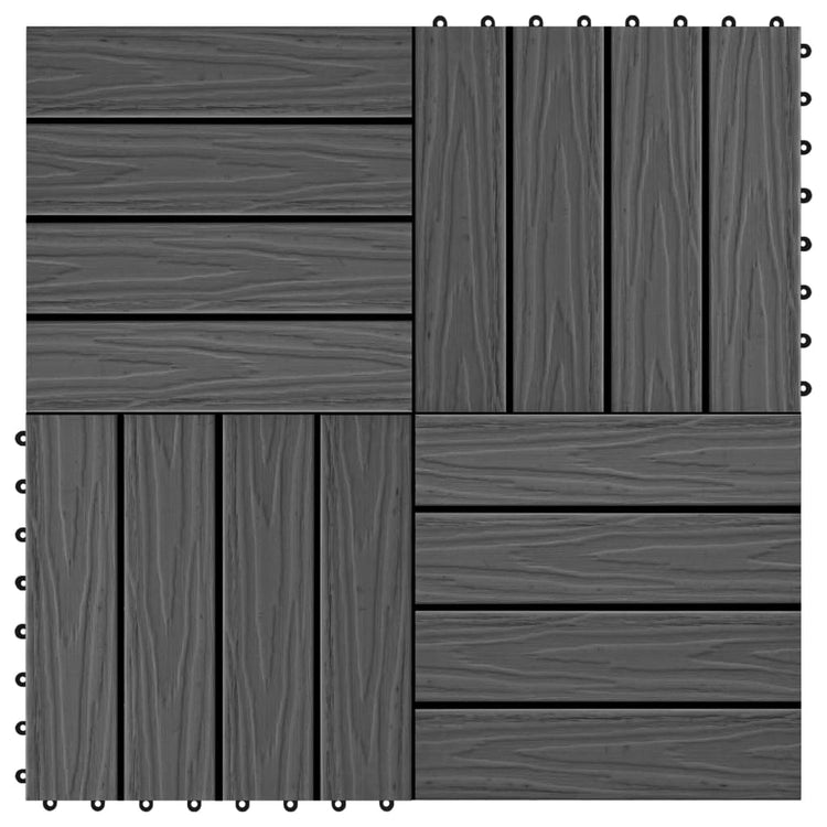 VIDAXL -Terrassenfliesen tiefe Relief 30 x 30 cm 1 m² HKC Schwarz 11 Sts