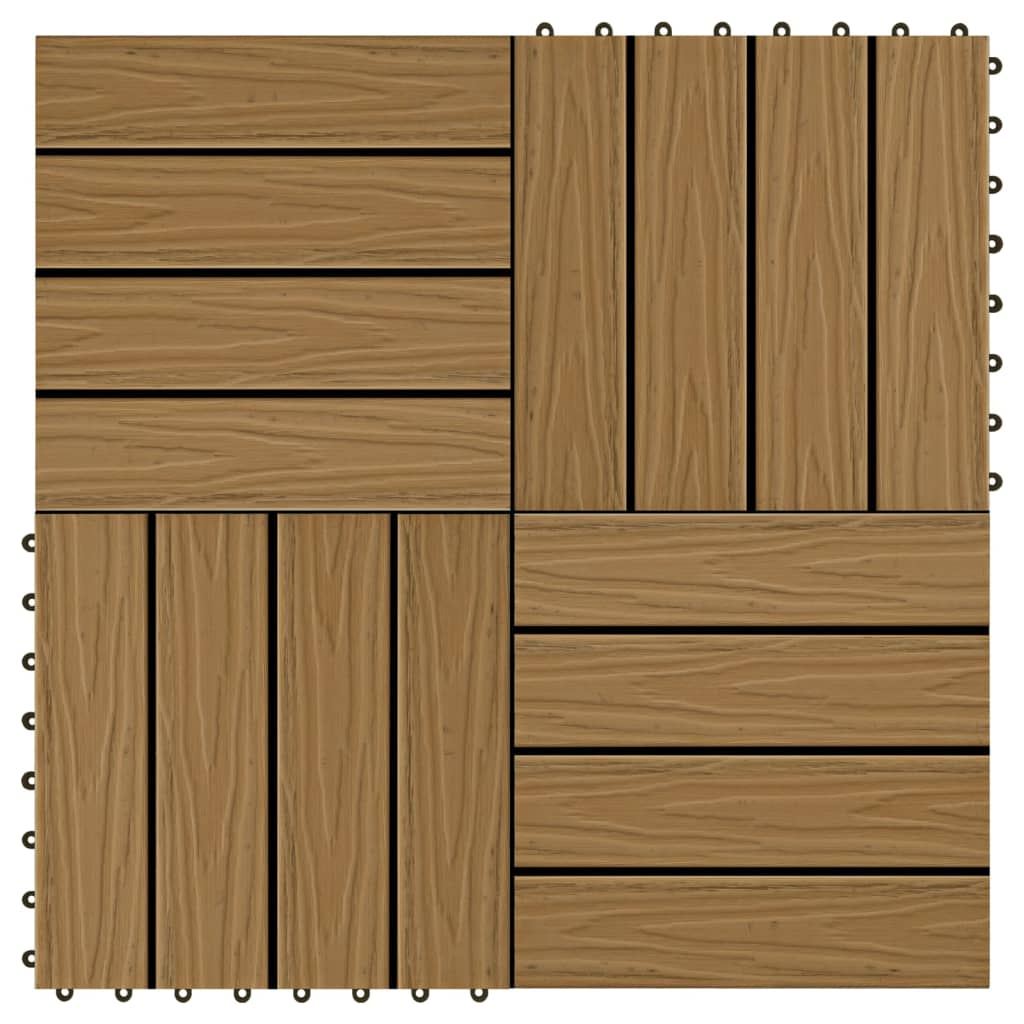 VIDAXL -Terrassenfliesen tiefe Relief 30 x 30 cm 1 m² HKC Teakfarbe 11 STS
