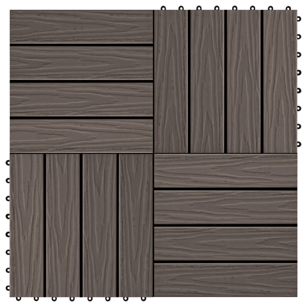 Vidaxl Terrassenfliesen tiefe Relief 30 x 30 cm 1 m² HKC Dunkelbraun 11 St.
