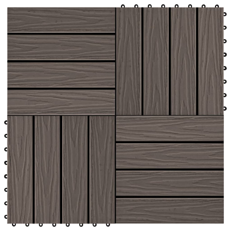 Vidaxl Terrassenfliesen tiefe Relief 30 x 30 cm 1 m² HKC Dunkelbraun 11 St.