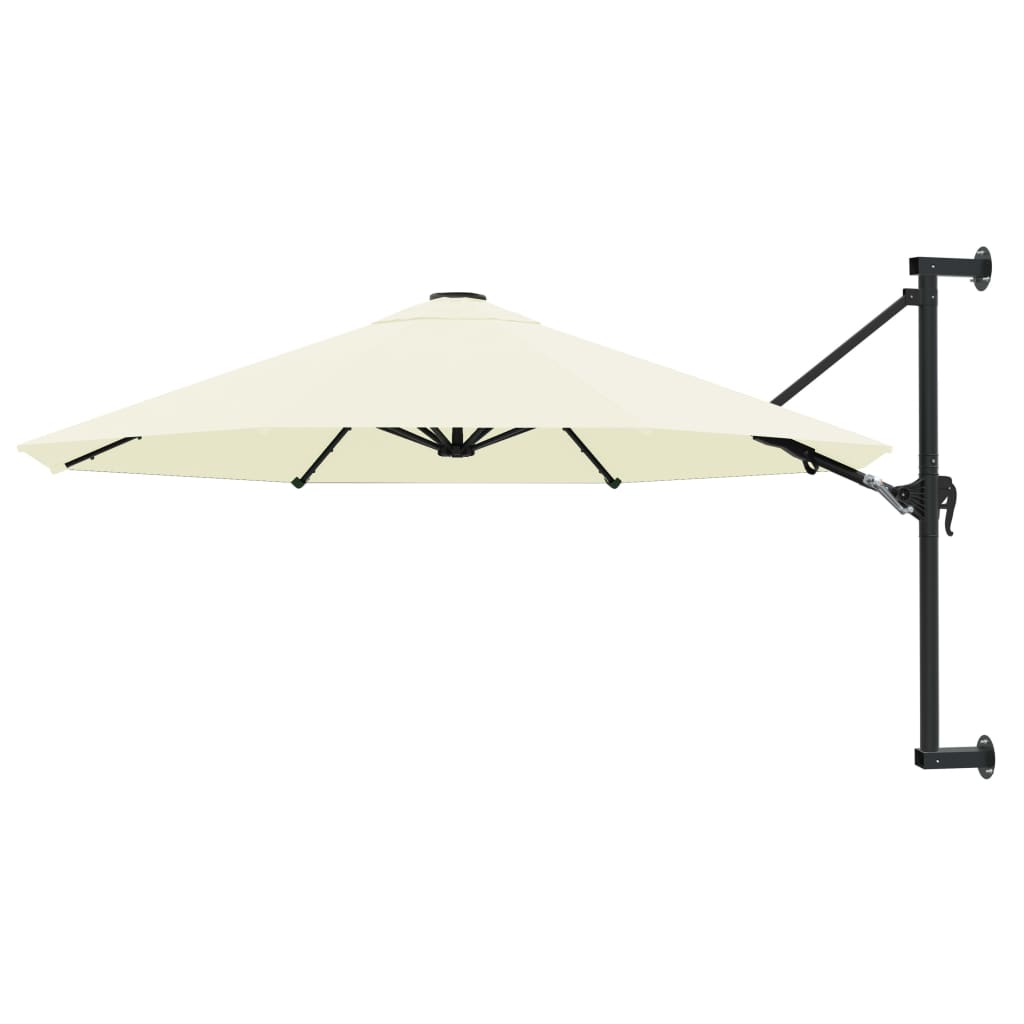 Vidaxl -Wandparasol mit Metallstangen 300 cm Sand -Gelenkt