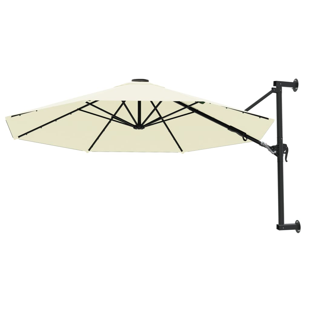 Vidaxl -Wandparasol mit Metallstangen 300 cm Sand -Gelenkt