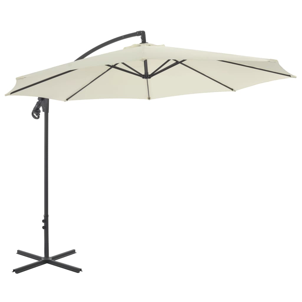 Vidaxl -schwimmendem Parasol mit Stahlpol 300 cm sandgeläutet