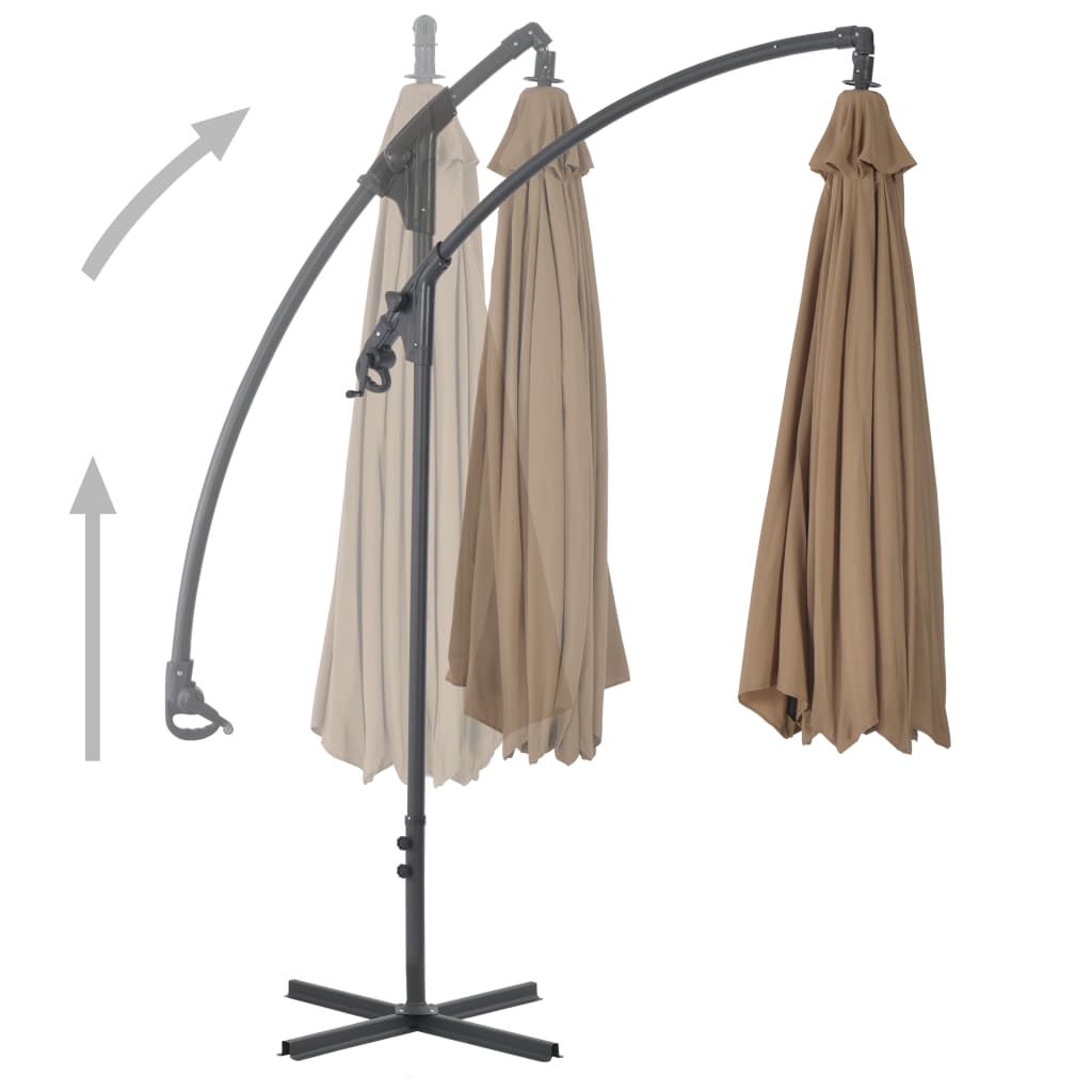 Vidaxl -schwimmender Parasol mit Stahlpol 300 cm Taupe