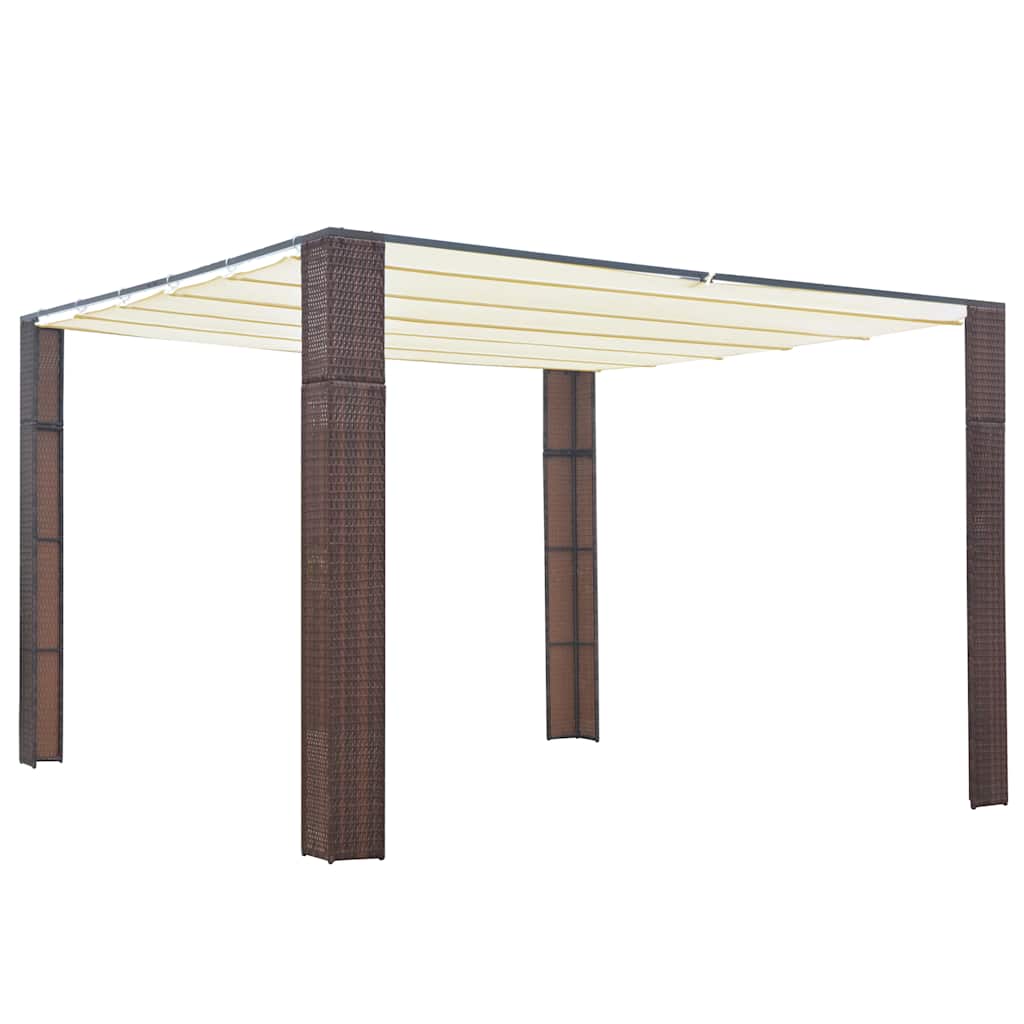 Vidaxl -Laube mit Dach 300x300x200 cm Poly Rattan Brown und Creme