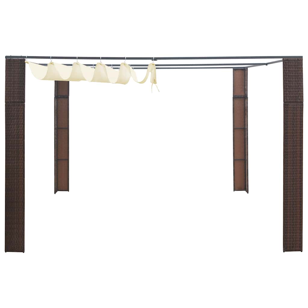 Vidaxl -Laube mit Dach 300x300x200 cm Poly Rattan Brown und Creme