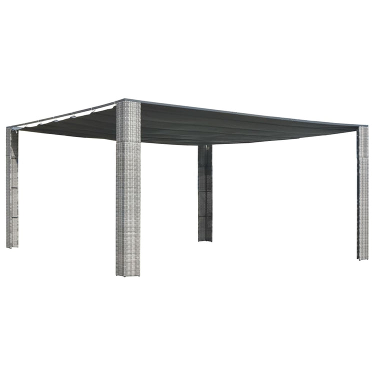 Vidaxl -Laube mit Gleitdach 400x400x200 cm Poly Rattan Grey Anthrazit