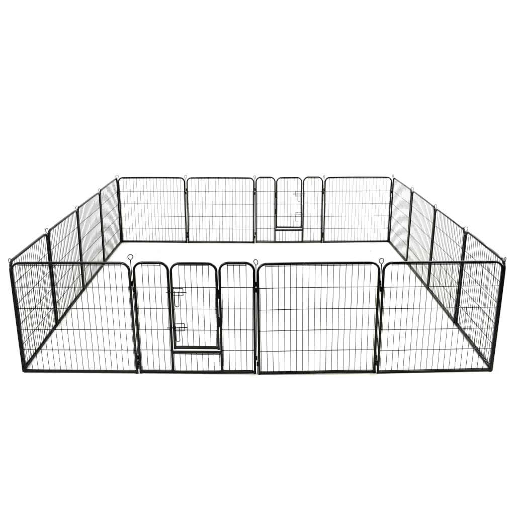 Vidaxl Hundelauf mit 16 Paneele 80 x 80 cm Stahl schwarz