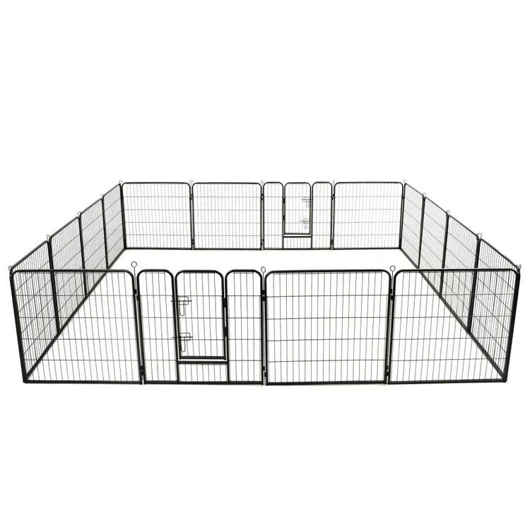 Vidaxl Hundelauf mit 16 Paneele 80 x 80 cm Stahl schwarz