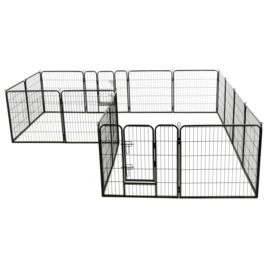 Vidaxl Hundelauf mit 16 Paneele 80 x 80 cm Stahl schwarz