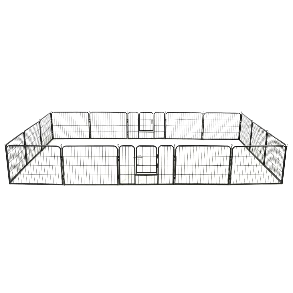 Vidaxl Hundelauf mit 16 Paneele 60 x 80 cm Stahl schwarz