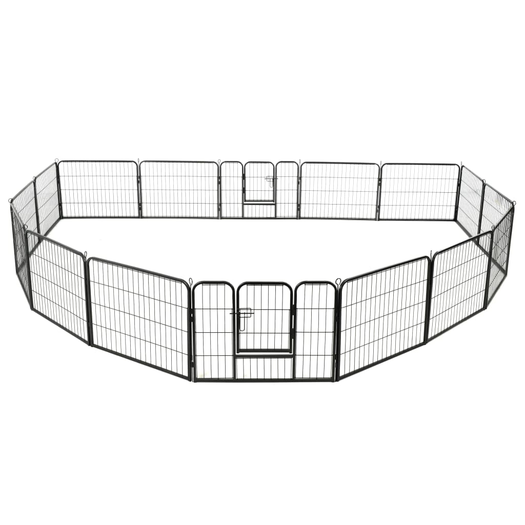 Vidaxl Hundelauf mit 16 Paneele 60 x 80 cm Stahl schwarz