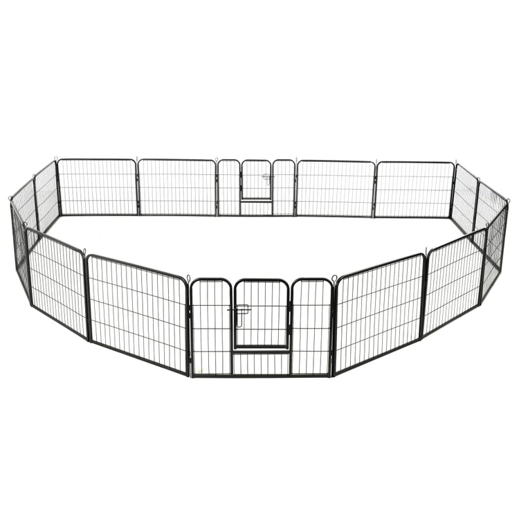 Vidaxl Hundelauf mit 16 Paneele 60 x 80 cm Stahl schwarz