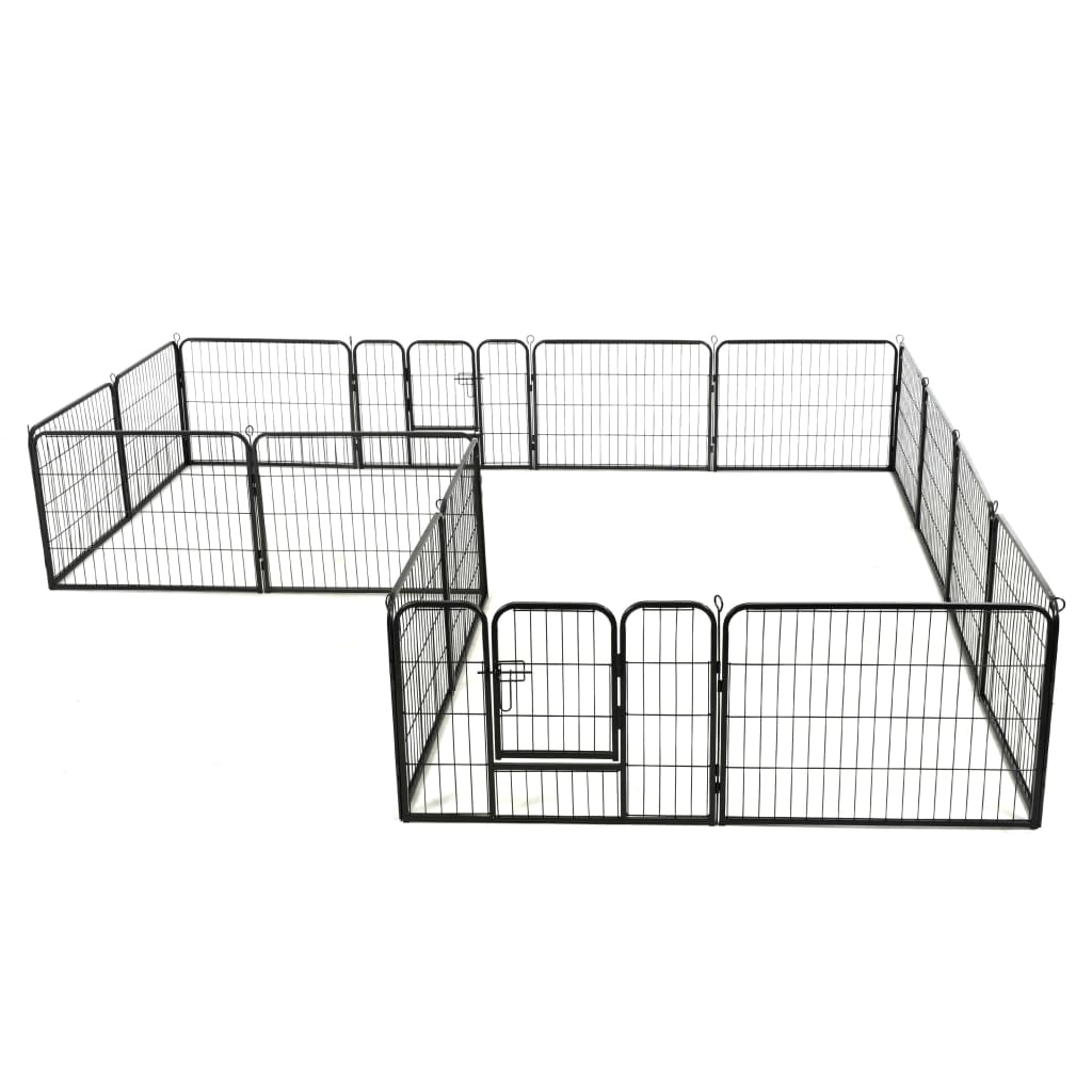 Vidaxl Hundelauf mit 16 Paneele 60 x 80 cm Stahl schwarz