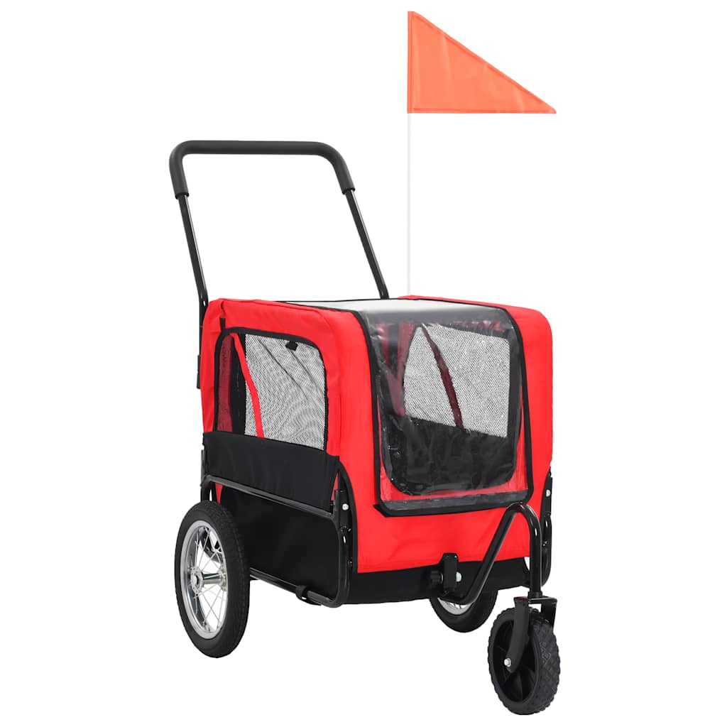 Vidaxl-Fahrradanhänger und Kinderwagen 2-in-1 rot und schwarz