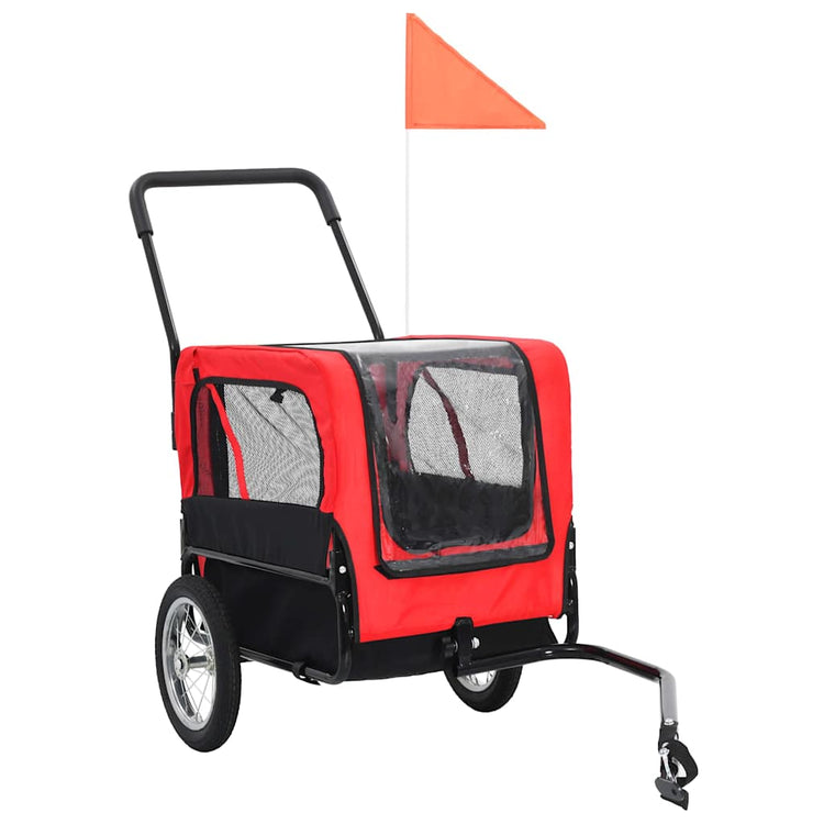 Vidaxl-Fahrradanhänger und Kinderwagen 2-in-1 rot und schwarz