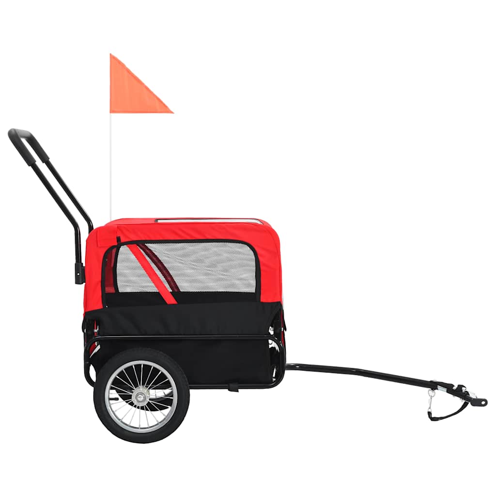 Vidaxl-Fahrradanhänger und Kinderwagen 2-in-1 rot und schwarz