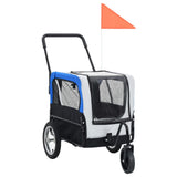 Vidaxl-Fahrradanhänger und Kinderwagen 2-in-1 grau und blau - afbeelding 1