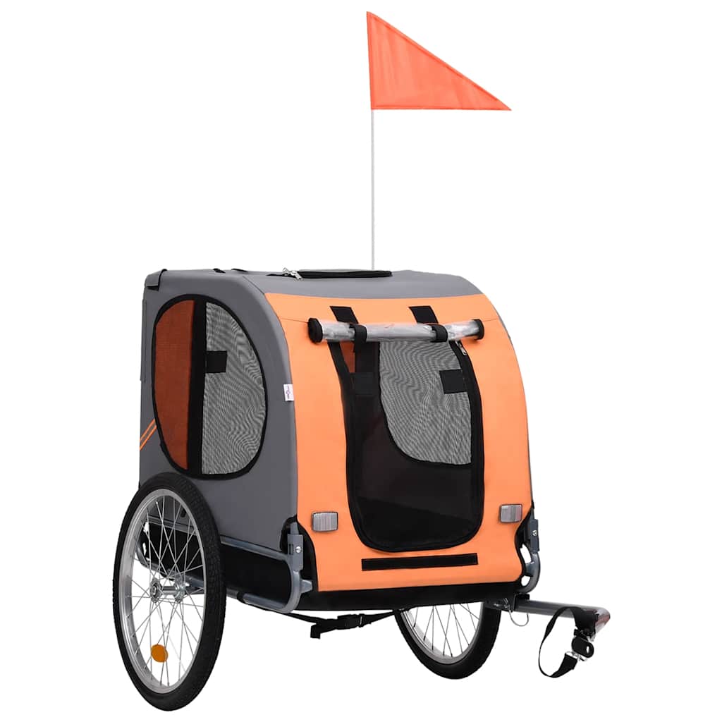 Vidaxl Dog Bike Trailer Orange und Grau