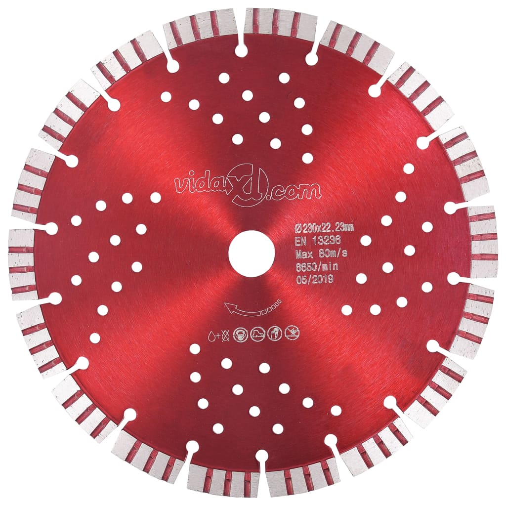 Vidaxl Diamond Saw Saw Blade mit Turbo und Löchern 230 mm Stahl