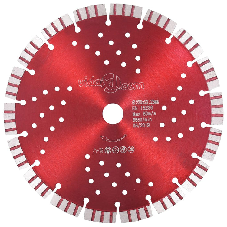 Vidaxl Diamond Saw Saw Blade mit Turbo und Löchern 230 mm Stahl