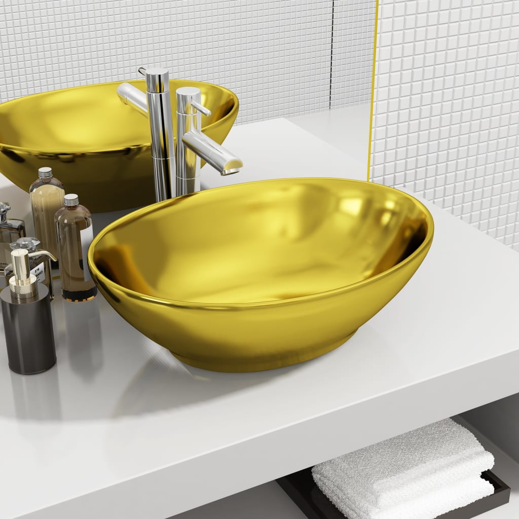 VIDAXL WASHBAIN 40x33x13,5 cm Keramik Gold gefärbt