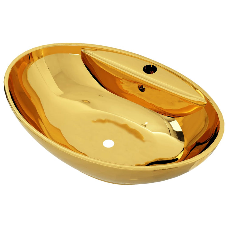 VIDAXL WASHBAIN mit Landung 58,5x39x21 cm Keramik Gold gefärbt