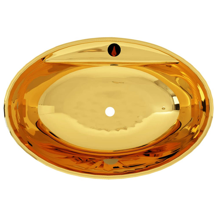 VIDAXL WASHBAIN mit Landung 58,5x39x21 cm Keramik Gold gefärbt
