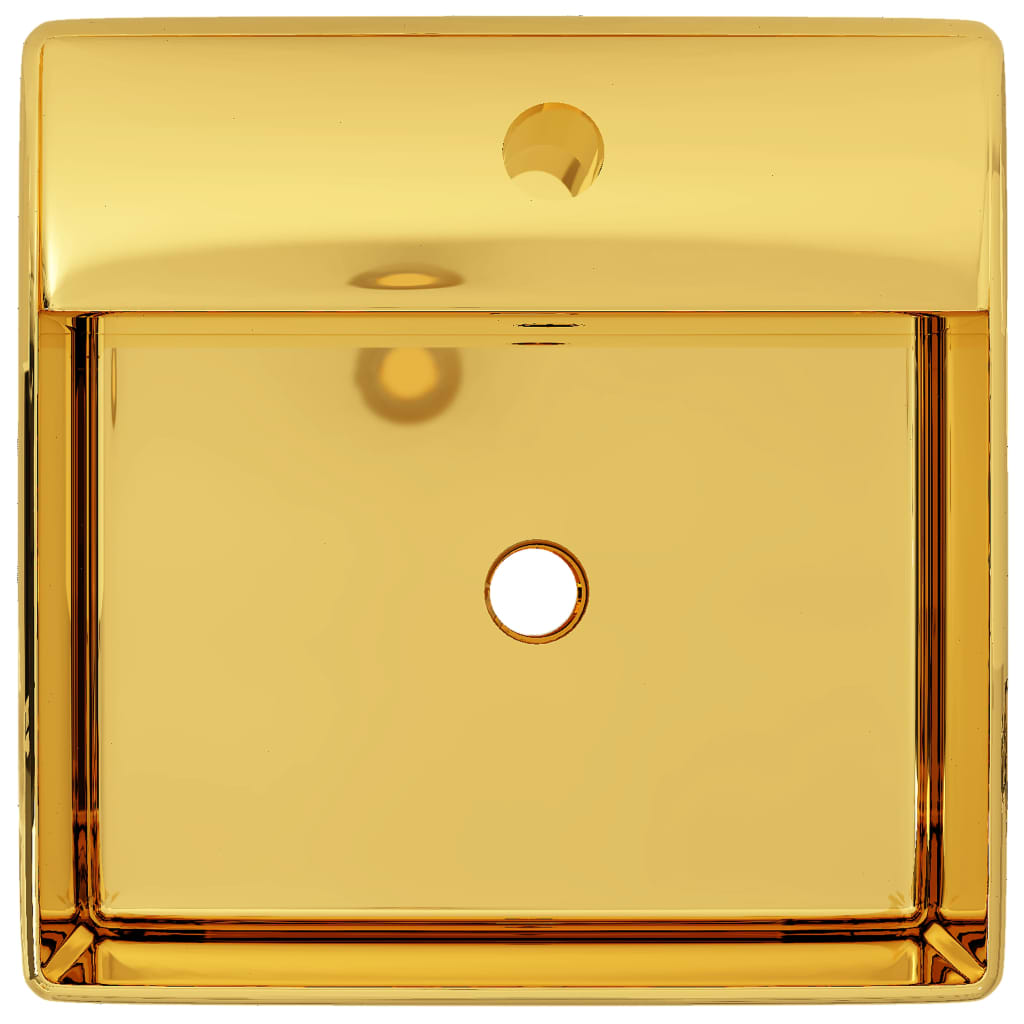 Vidaxl -Waschbecken mit Landung 41x41x15 cm Keramik Gold gefärbt