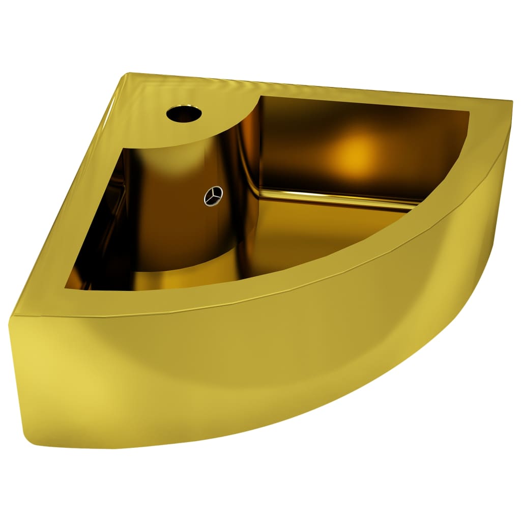 Vidaxl -Waschbecken mit Landung 45x32x12,5 cm Keramik Gold gefärbt