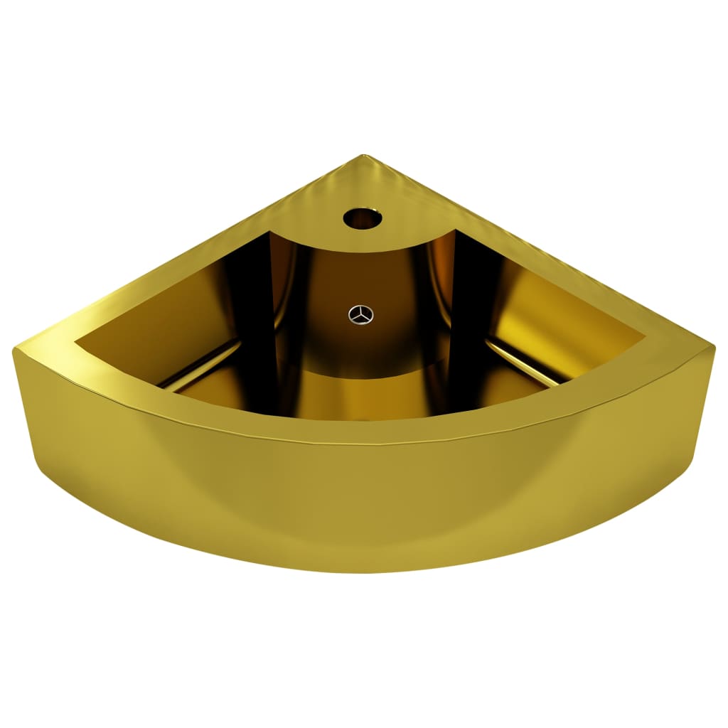 Vidaxl -Waschbecken mit Landung 45x32x12,5 cm Keramik Gold gefärbt
